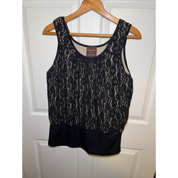 Undercover Agent Tops - Undercover Agent Lace Tank Top Womens 1X Black Sleeveless Cami